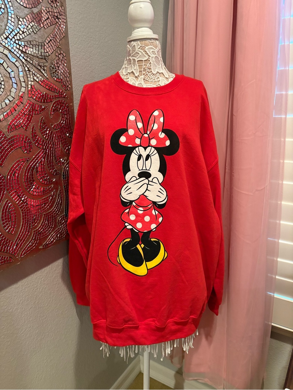 Disney Red Minnie Mouse Crewneck Sweatshirt